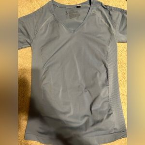 dark baby blue v neck compression short sleeve